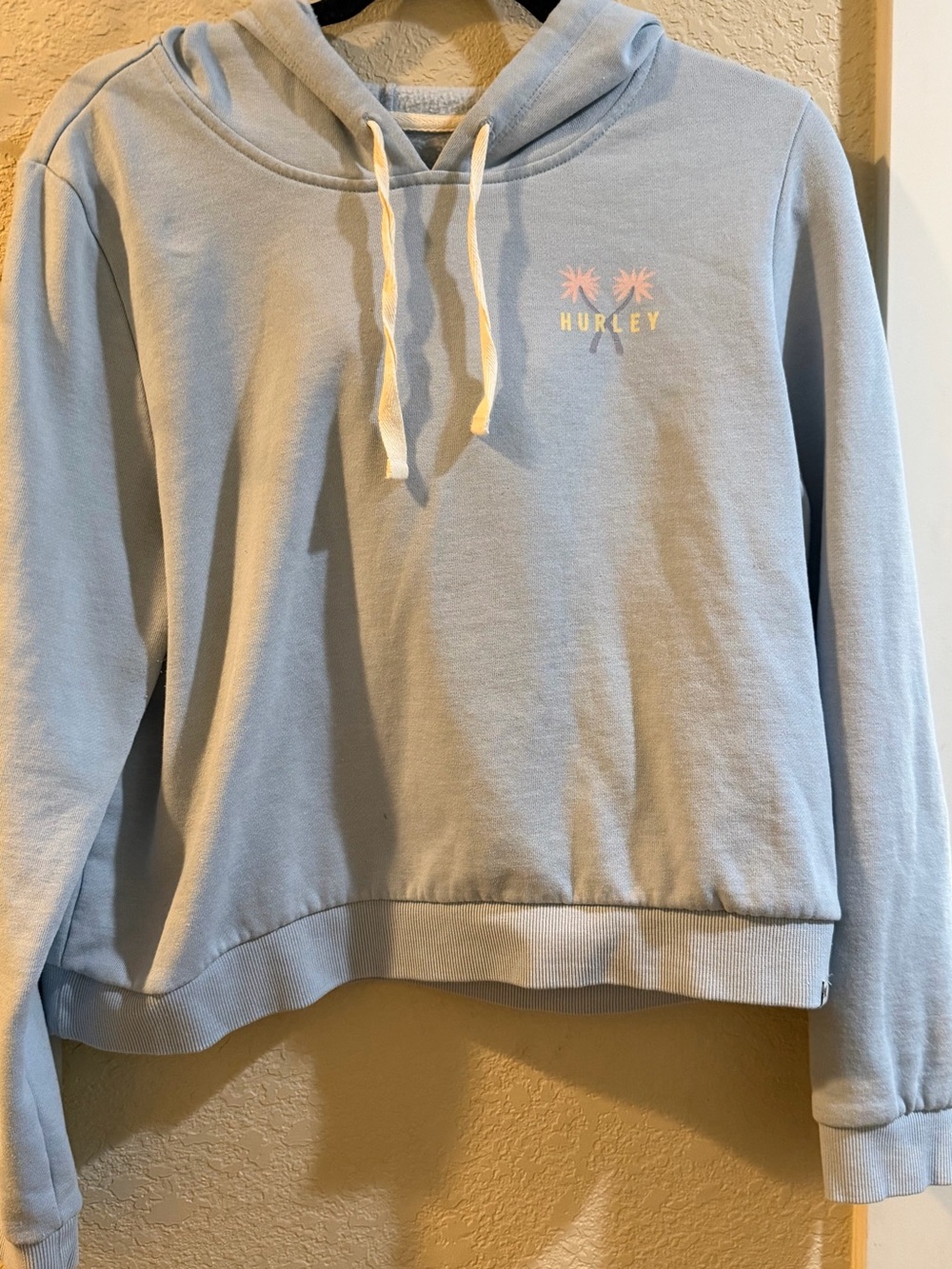 Hurley Women's Pale Blue Pullover Hoodie with Small Palm Logo